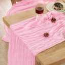 6 Pack Cheesecloth Table Runner 120 Inch Boho Rustic Gauze 10 FT Light Pink Cheese Cloths Table Runners Decorations for Spring Summer Birthday Party Baby Shower Wedding Holiday Home Decor