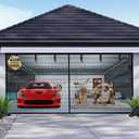 Garage Door Screen for 2 Car Garage 16x8FT, Magnetic Screen Garage with Retractable Fiberglass Mesh and Heavy Duty Weighted Bottom, Easy Assembly & Pass, Hands Free Screen Door Kit