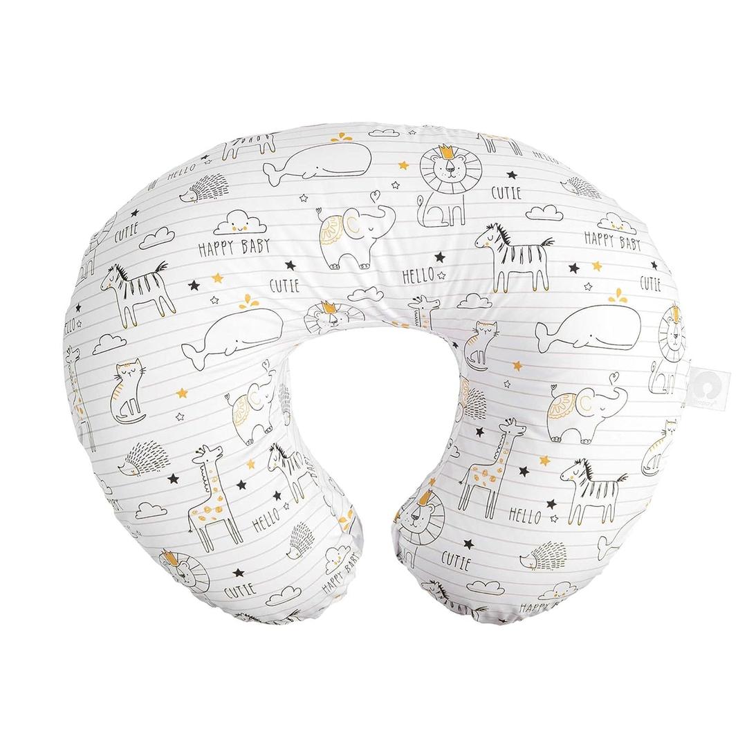 Boppy Original Nursing Pillow, White and Gold Notebook, Ergonomic Nursing Essentials for Bottle and Breastfeeding, Firm Fiber Fill, with Removable Pillow Cover, Machine Washable (Notebook)