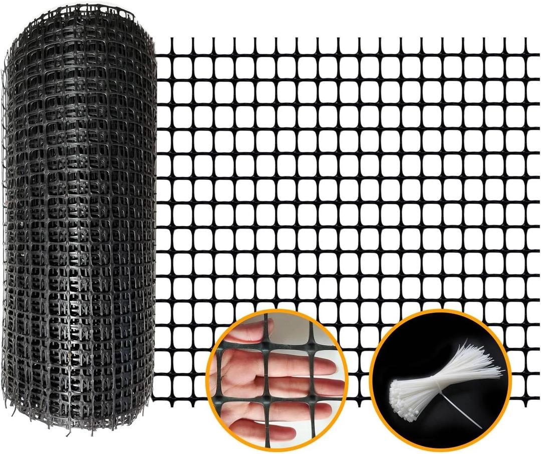 Plastic Safety Fence 2 X 164 Ft Plastic Mesh Fence Animal Barrier Fencing Garden Safety Construction Barrier Netting Outdoor Snow Temporary Garden Animal Fencing for Poultry, Chicken, Dog (Black)