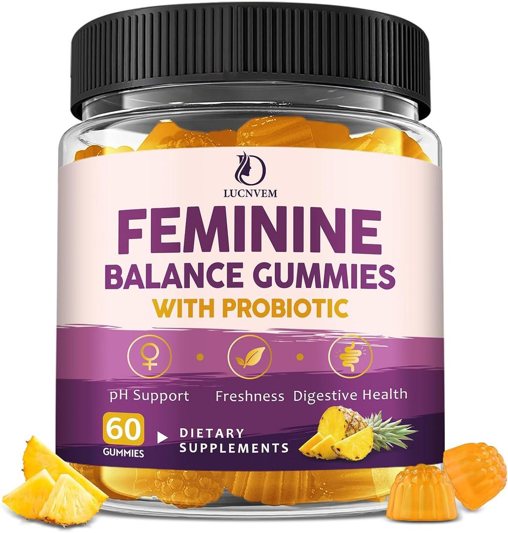 Feminine Balance Probiotic Gummies for Women – Support Vaginal Health, pH Balance, Freshness & Digestive Health – with Pineapple, Slippery Elm, Cranberry, D-Mannose – Sugar-Free, Pineapple Flavor, BBD 

11/30/2027