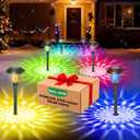 Beau Jardin 8 Pack Solar Pathway Lights Outdoor Solar Powered Light Waterproof Glass High Lumen for Garden Landscape Path Yard Walkway Patio Driveway Outside White Color Changing Black (Balck Metal)