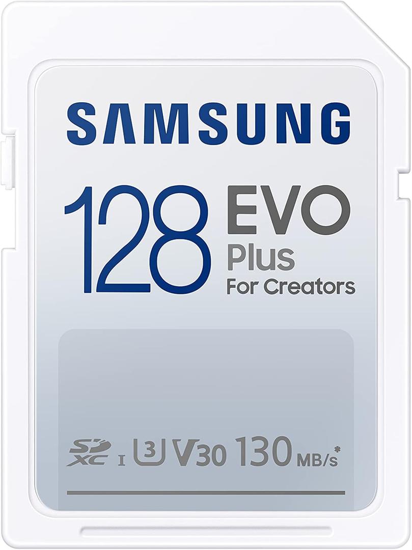 Samsung EVO Plus Full Size 128 GB SDXC Card 130MB/s Full HD & 4K UHD, UHS-I, U3, V30 (MB-SC128K/AM)