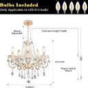 DIMMABLE Plug in Crystal Chandelier 5 Light (BULBS INCLUDED), Champaign Gold Hanging Pendant Light Fixture with 19.68ft Long Cord, K9 Crystal Ceiling for Dining Room, Living Room, Entryway, Kitchen