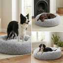 Calming Pet Bed with Water-Resistant Inner Liner Anti-Anxiety Donut Dog & Cat Bed with Removable Washable Cover Supportive Plush Nest, Non-Slip & Cushion Protection Small, Grey