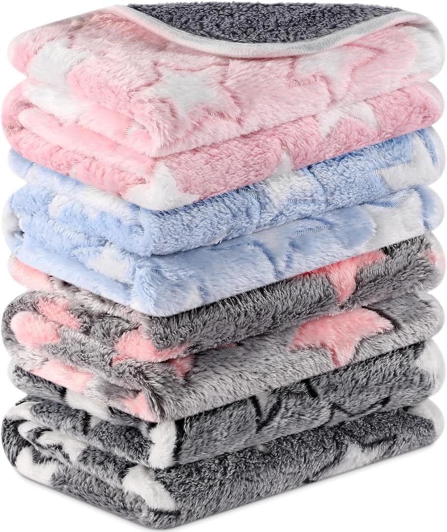 Reginary 4 Pcs Waterproof Guinea Pig Blankets Washable Small Animal Fleece Bedding Guinea Pig Cage Liners Reusable Training Pads Pet Pee Pad Sleep Mat for Hamster(Cute Star Pattern,12 x 12 Inch)