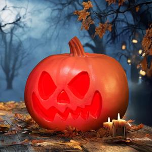 JOYIN Light Up Plastic Pumpkins Outdoor Halloween Decorations Jack O Lantern Decor, Trick Or Treat Table Top Party Supplies Favors for Yard Lawn Garden Porch