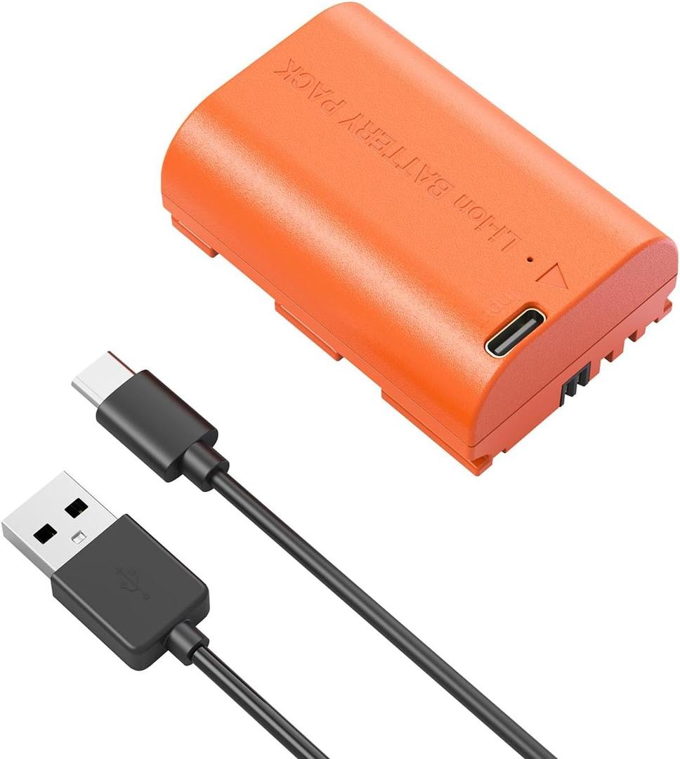 SMALLRIG LP-E6P Battery, 2520mAh USB-C Battery for Canon EOS R6 Mark III/II, R5 Mark II,C50,R5,R6,R7,5D Mark II,5D Mark IV,60D,70D,80D,90D, 2.5h Quick Full Charge, Fully Decoded for Canon (Orange)