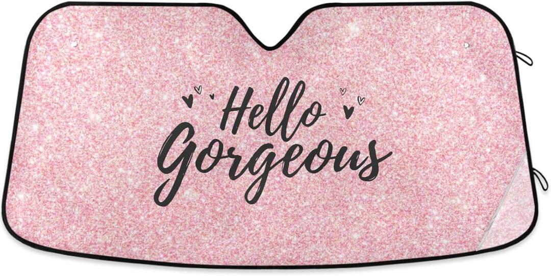 Gredecor Windshield Sun Shade Pink Glitter Spark Car Sun Visor Sunshades Blocks UV Rays and Heat Protection Foldable Sun Shield Cover Automotive Interior Accessories, 57x31.5in (Multi4)