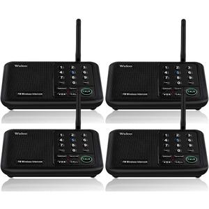 Wuloo Intercoms Wireless for Home 5280 Feet Range 10 Channel 3 Code, Wireless Intercom System for Home House Business Office, Room to Room Intercom, Home Communication System (4 Units Set, Black)