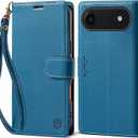 3 x FLIPALM Wallet Case for iPhone 17 Series with Wrist Strap - PU Leather Folio Flip with Credit Card Holder & Kickstand, Protective Cover (Blue, for iPhone 17 Air)