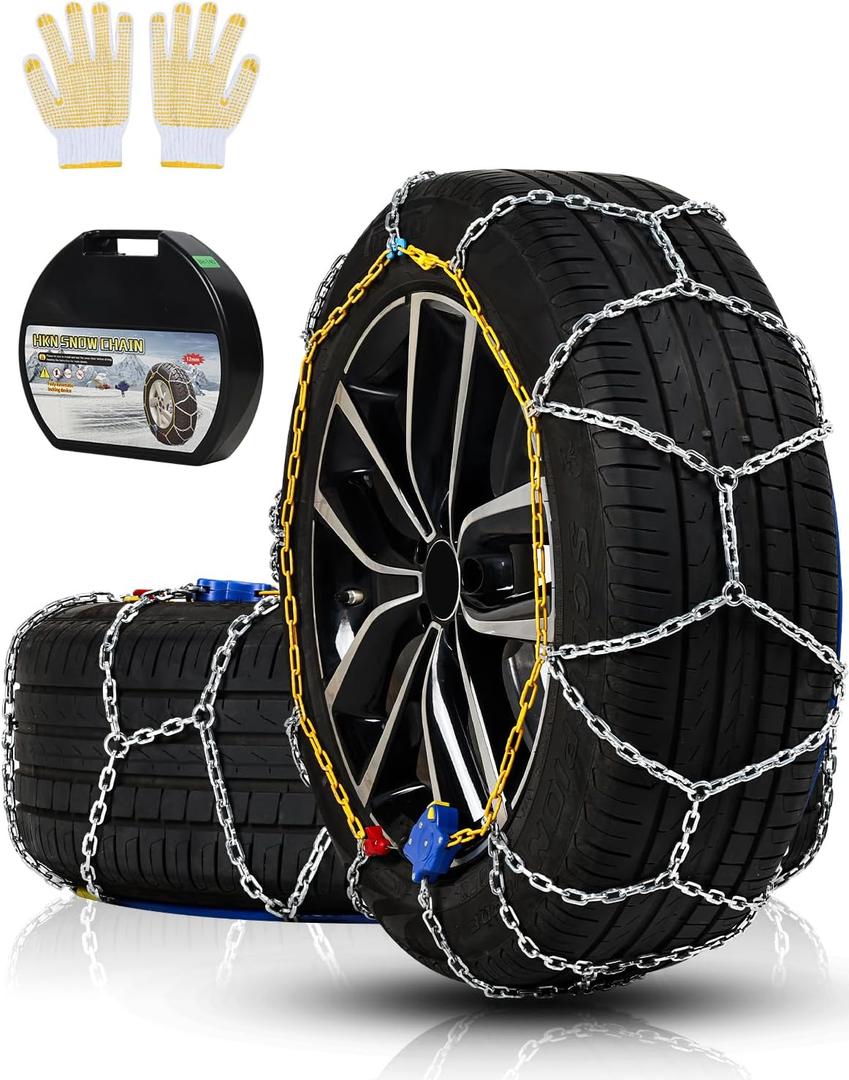 Auto Tightening Snow Chains Tire Chains For Cars Suv Pickup Trucks - Auto Tightening 1 Min Quick Fit AND Easy Installation, Reusable Universal Emergency Traction Snow Chains - Set of 2HKN80