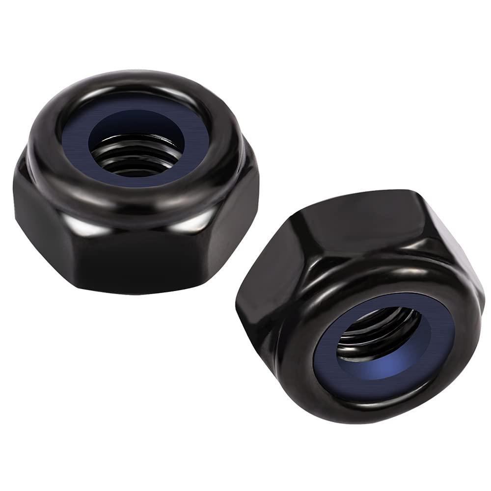 MewuDecor #10-24 Nylon Insert Hex Lock Nuts Locknuts, 304 Stainless Steel 18-8, Black Oxide, 50 PCS