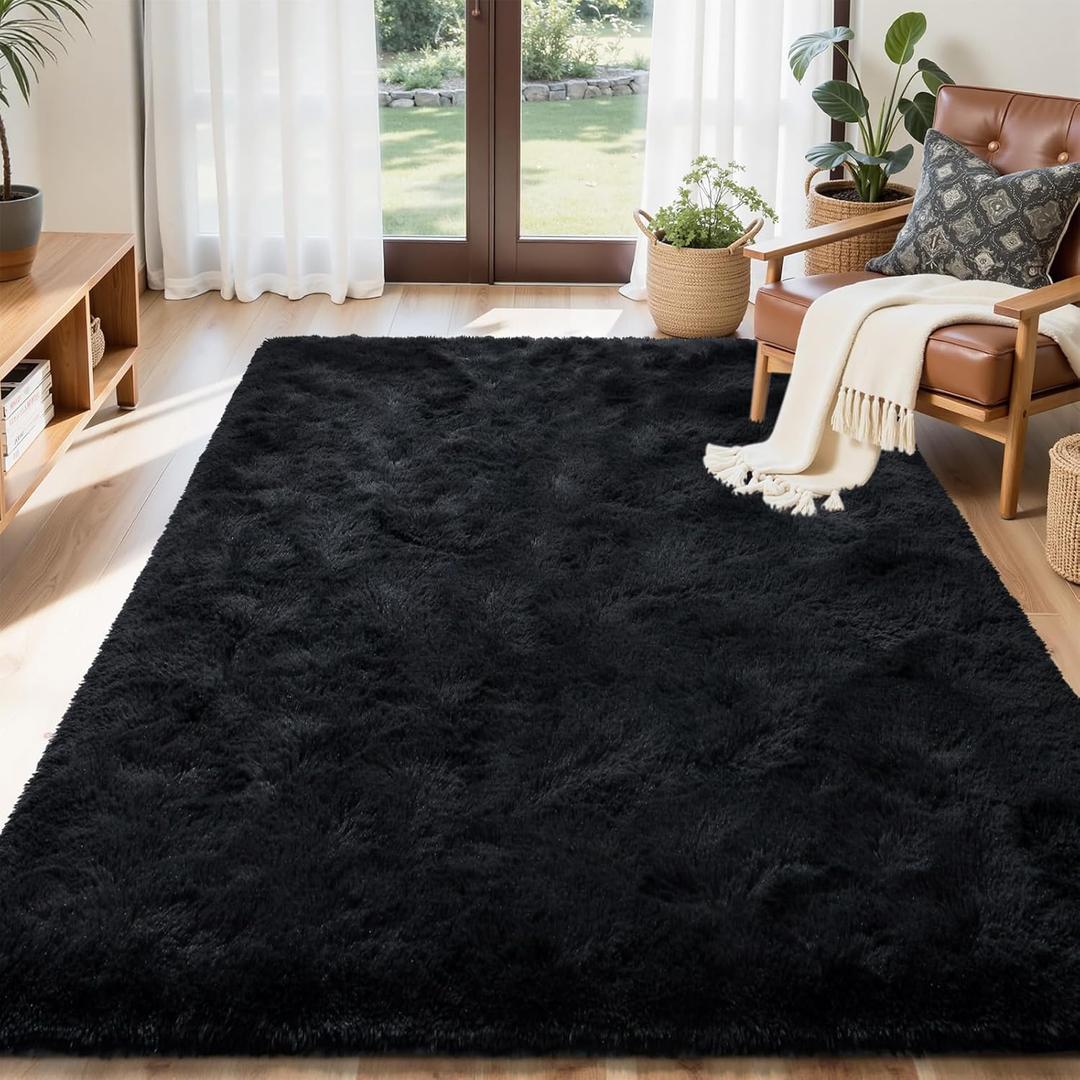 Black Rugs for Bedroom Fluffy 3x5 ft Living Room Rug Non-Slip Area Rugs Shag Carpet for Nursery Kids PlayRoom Dorm Office Indoor 1.7'' Thick Modern Plush Carpets Boys Black Rugs for Bedroom Fluffy 3x5 ft Living Room Rug Non-Slip Area Rugs Shag Carpet for Nursery Kids PlayRoom Dorm Office Indoor 1.7'' Thick Modern Plush Carpets Boys