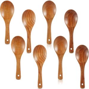 8 Pieces Wooden Spoons Set 9 Inch for Cooking, Serving Salad, Stirring Soup, Rice, Nonstick Heat Resistance Easy to Use