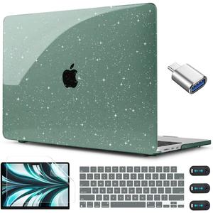 CISSOOK for MacBook Air 13.6 inch Case Glitter 2022 2023 2024 2025 2026 Release A2681 A3113 A3240 Model, Midnight Green Glitter Hard Shell Case with Keyboard Cover for MacBook Air 13.6 M2 M3 M4