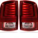 LED Tail Lights Assembly Compatible with 2013-2018 Dodge Ram 1500 2500 3500 Sport, Rear Light Taillights Replacement # 68093081AB 68093081AC (Black Border)