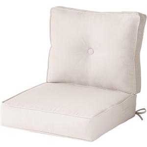 Sunbrella Deep Seat Cushion Set Seat & Back Cushions for Patio Chairs, Sofas & Loveseats Fade Resistant Outdoor Fabric, Ties, Zippered Cover, Cord Trim, Cast Pumice