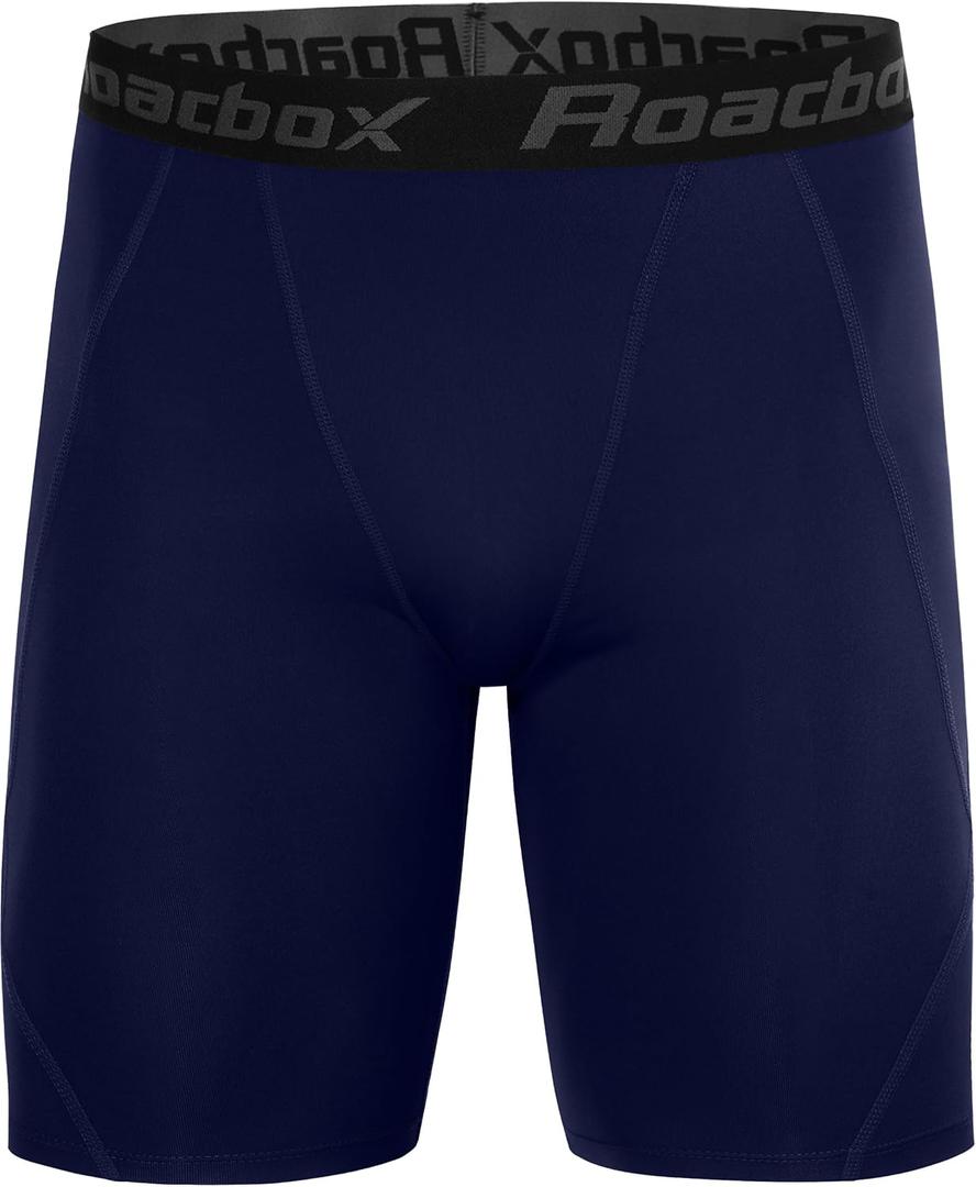 Roadbox Men's Compression Shorts, Performance Running Spandex Shorts, Workout Athletic Underwear Base Layer for Sports Gym (L)