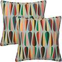 Mid Century Retro Drop Throw Pillow Covers Decorative Linen Pillow Cases Set of 2 Square Cushion Cover for Couch Sofa Bedroom Patio 18x18 Inch