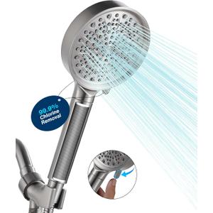 Cobbe Handheld Filtered Shower Head - Filters >99% Chlorine - Advanced 2.0 Carbon System - Water Softening Beads for Hard Water - Relieves Dry, Itchy Skin - Brushed Nickel