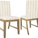 HomePop Upholstered Wood Apron Dining Chair - Taupe Stripe (Set of 2)