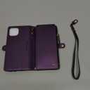 Defencase Compatible with iPhone 13 Case Wallet with RFID Blocking Card Holder for Women and Men, Fashion PU Leather Magnetic Snap Flip Zipper Strap Wallet Phone Case Fit for iPhone 13 6.1", Purple