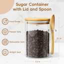 Coffee Sugar Container Salts Jars - 15oz Glass Airtight Caning with Bamboo Lids and Spoons Scoop, Storage Overnight Oats, Spice, Creamer, Food Organizer, Set of 3
