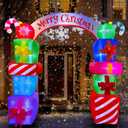SEASONBLOW 8 FT Christmas Inflatable Gift Boxes Arch Archway with Candy Merry Christmas Decoration Blow Up LED Lighted for Xmas Lawn Yard Garden Home Indoor Outdoor