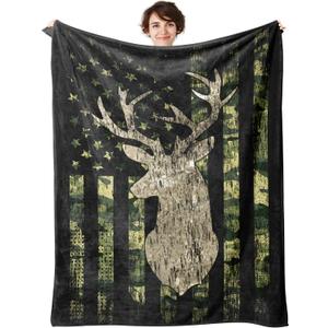 Throw Blanket, 320GSM Flannel Blankets for Women Girls Kids Boys Man, Luxury Bed Blanket Super Soft Cozy for Bed Sofa Couch Gift (Hunting Deer, 50"x40")