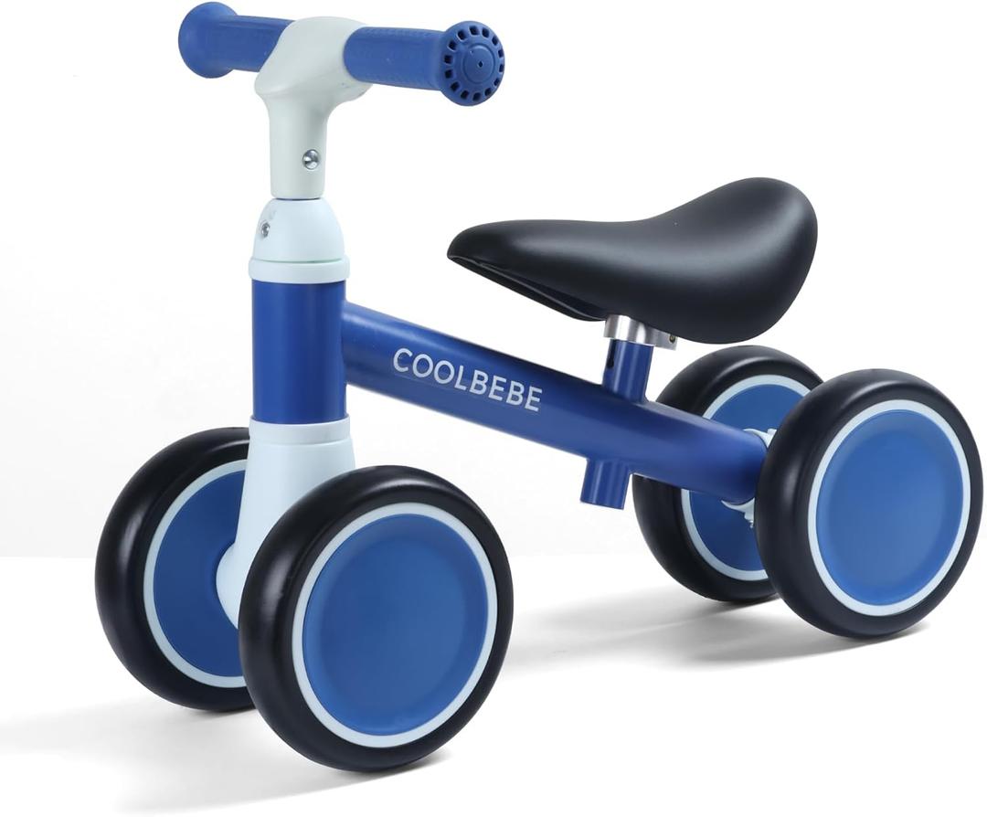 COOLBEBE Baby Balance Bike for 1 Year Old Boys Girls Gift, 2 Year Old Toddler Balance Bike with 4 Silent Wheels, One Year Old Birthday Gift Children for 12M-36M Pre-School (Blue)