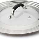 Stainless Steel Universal Lid for Pans Pots Fits 8.25 9 10 11 12 Inch Cast Iron Skillets Frying Pans Woks - Design with Heat Resistant Handle and Vent Hole - Black Handle