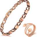 Magnetic Copper Bracelets for Women Lymph Detox Magnetic Bracelets, 100% Solid Pure Copper Bracelet with 3500 Gauss Magnets & Lymphatic Drainage Ring with Adjustment Tool