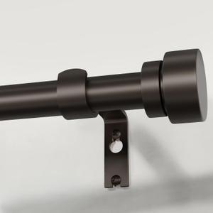 PORTRES Brown Heavy Duty Curtain Rods for Windows 66 to 120 Inches Adjustable Length 1" Diameter Curtain Rod with Modern Decorative Finials for Outdoor Farmhouse Bedroom Kitchen Living Room