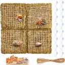 Ripeng 4 Pcs 6 Inch Hermit Crab Climbing Wall Adjustable Reptile Decor with 16 Suction Cups Hook and 1 Hemp Rope for 10 Gallon Tank Hermit Crab Supplies Fish Tank Decorations Climbing Toy