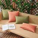 Set of 2 Outdoor Waterproof Throw Pillow Covers Decorative Farmhouse Solid Cushion Cases for Spring Bed Sofa Couch Car Living Room Coral Red 18x18 inch