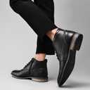 Arkbird Men's Dress Boots Genuine Leather Cap Toe Ankle Boot with Side Zipper for Casual Business Formal Wear, Size 7