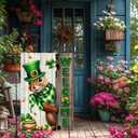 3 x Spring St Patricks Day Garden Flag 12x18inch Double Sided Burlap The Squirrel Lucky Shamrock Garden Flags Happy St. Patrick's Day For Outdoor Yard Patio Lawn Decor,Green Hat with Clovers Gold Coin Pot Welcome Outside Decorations Banner (RMQ88)