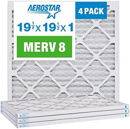 Aerostar 19.5x19.5x1 MERV 8 - 4 Count - High Efficiency Pleated HVAC, Furnace & Air Conditioner Filters - Removes Dust, Lint, Mold & Allergy-Causing Pollen