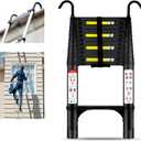 Telescoping Ladder with Hooks, 330 lbs Capacity, 12.5FT, Black
