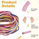 M METERXITY Round Braided Leather Cord, 10 Yards 5mm Six-Strand Faux Beading String Rope Bolo Tie 10 Meters Long for Jewelry Making/DIY Crafts, String Macrame Bracelet Thread [Pink]