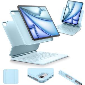 ESR for iPad Air 13 Inch Case Keyboard M4/M3/M2 (2026/2025/2024), Easy-Set Magnetic Stand, Portrait/Raised Modes, with Removable Protective Case, Blue