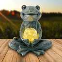 Zen Yoga Frog Garden Statue, Outdoor Decor, Solar Patio Garden Sculpture Ornament, Frog Figurine Lamp Light, Meditation Frog Gift Ideas for Women