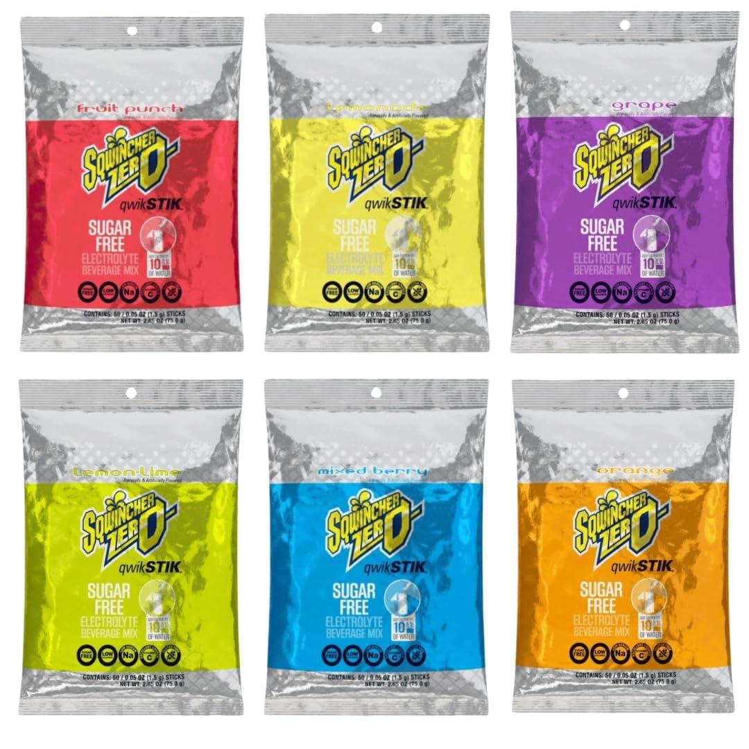 Zero sugar 6 Flavor - Qwik Stik - Sugar-Free Electrolyte Powdered Beverage Mix (300 Pack) (EXP 02/01/29)