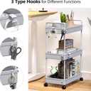 SOLEJAZZ 3 Tier Rolling Storage Cart with Wheels Slim Craft Nail Makeup Snack Art Baby Utility Cart Organizer on 2 Lockable Wheels for Bathroom Laundry Room Kitchen Bedside Narrow Spaces, Gray