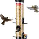 Kingsyard 6 Ports Tube Bird Feeder for Outdoors Hanging, Removable Base and Perch, Easy to Clean & Refill, Premium Hard Plastic, Attracting for Finches Cardinals Bluebirds (Black)