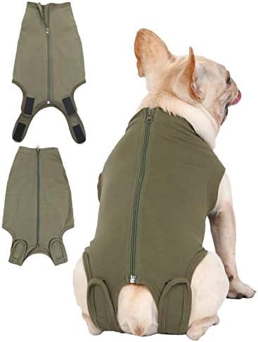 Caslfuca Dog Surgery Recovery Suit - After Spay, Abdominal Wounds Post Surgical Recovery, Anti Licking Breathable Dog Onesies for Large Pet, Alternative Bandages Cone E-Collar, Large (Back length: 17.3")