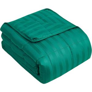 Weighted Blanket for Adults (20 lbs, 60" x 80", Glossy green Stripes) Heavy Blanket for Sleeping Perfect for 190-210 lbs, Queen Size Breathable Blanket with Premium Glass Bead, Machine Washable