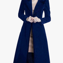 Omoone Women's Slim Notch Lapel Long Vintage Velvet Trench Coat Dress,S