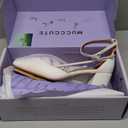 Mucccute Women's Pointed Toe Pumps Shoes Ankle Strap Chunky Low Heels Metal Lined Sandals Designed for Women, 8.5